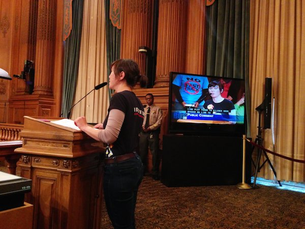EFF's Global Policy Analyst Maira Sutton urging the Supervisors to support the resolution