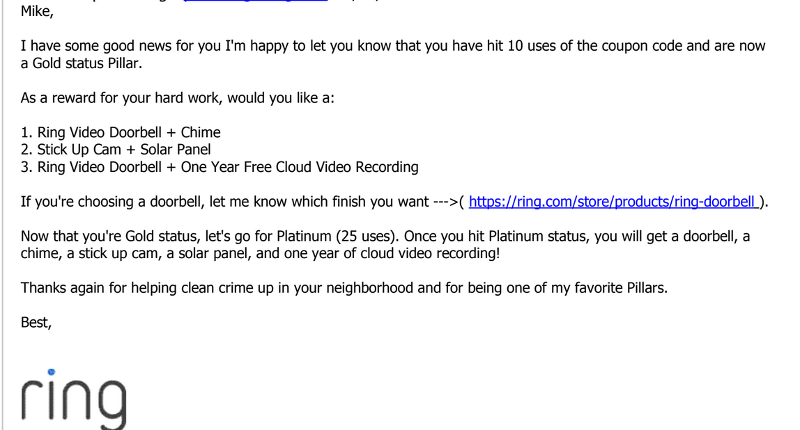 Email from another Ring employee to an LAPD officer