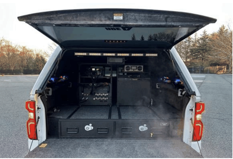 2024 Jacobs Proposal Response An image of the Jacobs CSS system as integrated into a Chevrolet Silverado for the Virginia State Police.